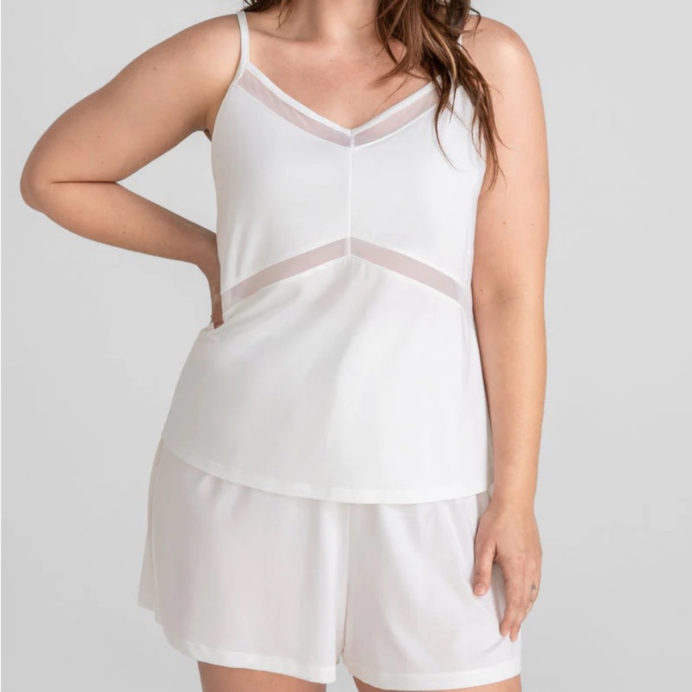 Honeylove - Blisswear White Sheer Trim Camisole & Shorts Set
